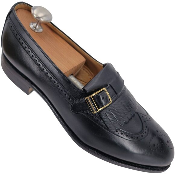 New Vintage Johnston & Murphy Aristocraft Black Leather Monk Dress Loafers 8.5D main image 11